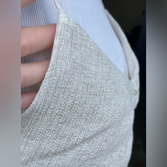 ☘️ Zara Textured Midi Slip Dress with Side Slit in Cream Beige, M - Picture 12 of 15